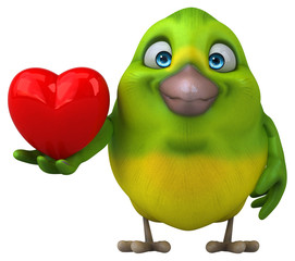 Fun green bird - 3D Illustration