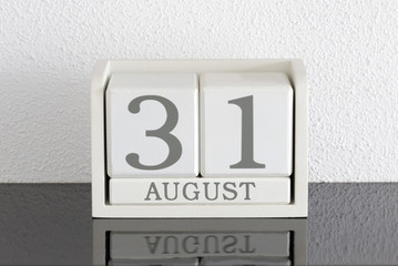 White block calendar present date 31 and month August