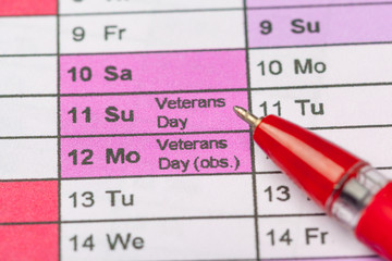 Closeup of dates on calendar page