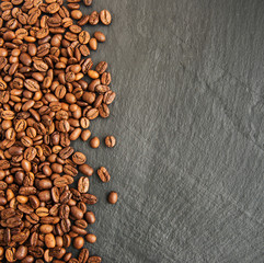 Coffee beans on a black background