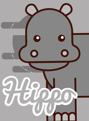 hippo cartoon poster african animal vector illustration
