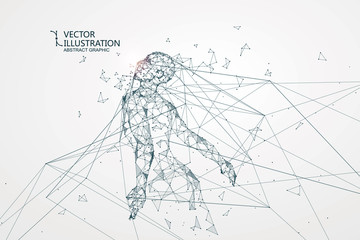 A man who has rushed out of the net,Network connection turned into, vector illustration.