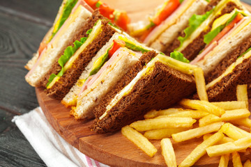 sandwich on a wooden table