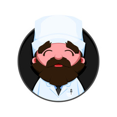 Avatar portrait of smiling doctor. Cartoon medical character. Vector illustration.