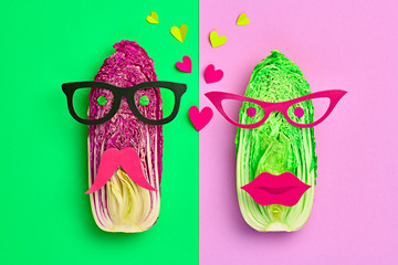 Cabbage Fresh. Food Organic Vegan Concept. Fun