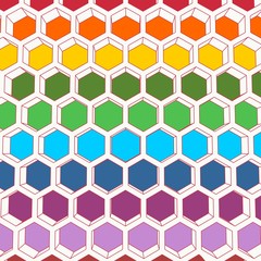 Perspective view on honeycomb. Hexagon pattern background. Isometric geometry