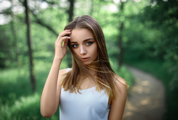 Perfect girl portrait outdoor in a nature