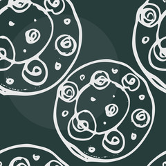 Hand drawn seamless pattern with plates