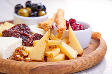 cheese plate with olives