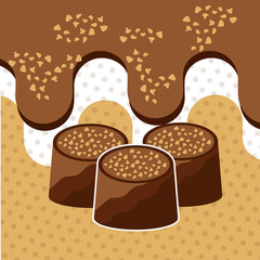 chocolate dessert candies melted dots background vector illustration