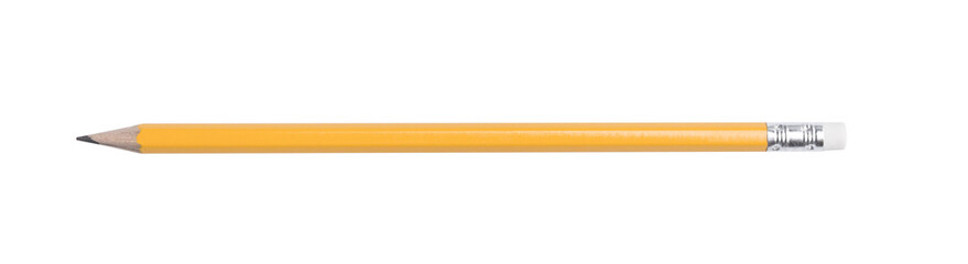 Yellow pencil isolated on white background.