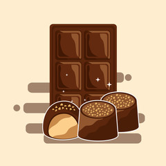 chocolate bar and candies dessert snack vector illustration