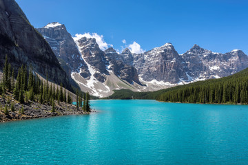 Fototapeta na wymiar Moraine lake in Banff National Park, Canada