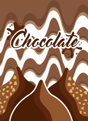 delicious chocolate nuts candies melting vector illustration