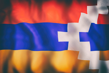Republic of Artsakh flag waving
