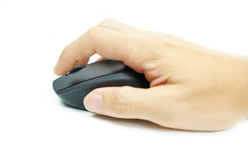 Closeup of Man hand clicking mouse in the office