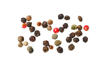 Mixture of peppers isolated on white background.