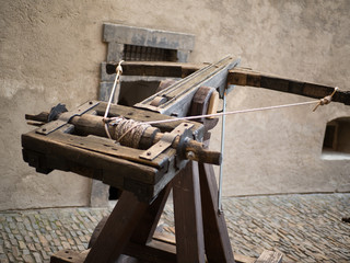 Old Big Crossbow on the street museum in Prague
