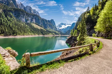 Wall murals Lake / Pond Sunny sunrise at Gosausee lake in Alps, Austria