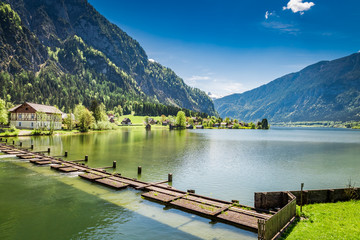 Fototapeta na wymiar Alps and the lake at spring, Austria, Europe