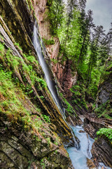 Stunning Wimbach waterfalls in the Alps, Germany