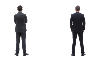 Back view group of business people. Rear view. Isolated over white background.