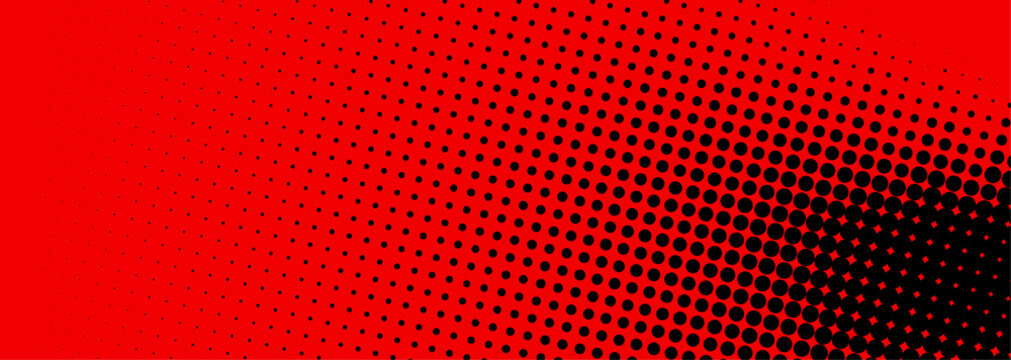 Black and red dotted halftone banner.
