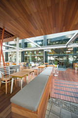 Modern restaurant terrace in the summer