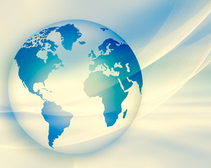 Best Internet Concept of global business. Globe, glowing lines on technological background. Wi-Fi, rays, symbols Internet, 3D illustration