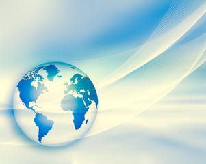 Best Internet Concept of global business. Globe, glowing lines on technological background. Wi-Fi, rays, symbols Internet, 3D illustration