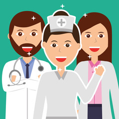 nurse and male female doctor team hospital vector illustration