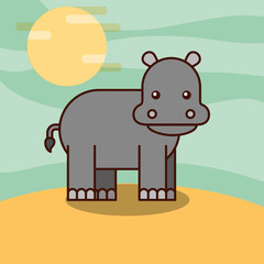 Obraz na płótnie Canvas hippo cartoon wildlife animal african vector illustration