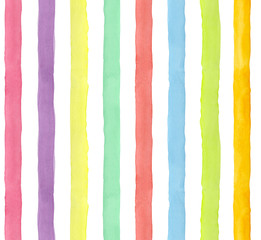 Watercolor hand-painted rainbow stripes seamless pattern