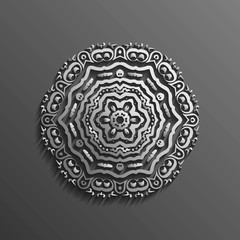 Islamic 3d on dark mandala round ornament background architectural muslim texture design . Can be used for brochures invitations,persian motif