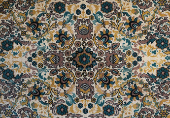 Old carpet with pattern. top view.