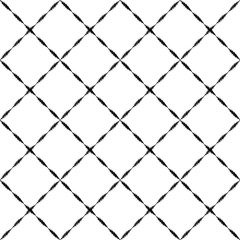 Black and white embroidered geometric checkered ornament seamless pattern, vector