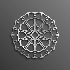 Islamic 3d on dark mandala round ornament background architectural muslim texture design . Can be used for brochures invitations,persian motif