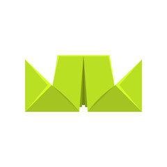 Green geometric shape made of paper in origami technique vector Illustration on a white background
