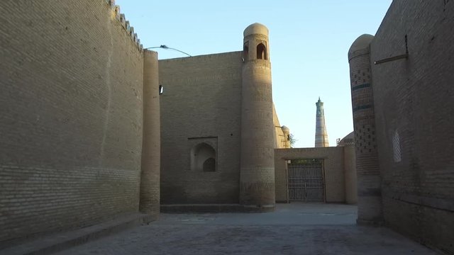 Color footage of a madrassa detail in Bukhara, Uzbekistan.
