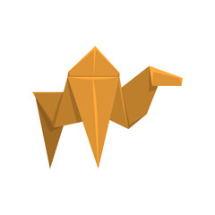 Camel origami paper animal vector Illustration on a white background