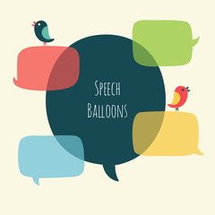 Vector set of speech bubble with bird