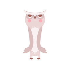 Lovely grey cartoon owlet bird character vector Illustration on a white background