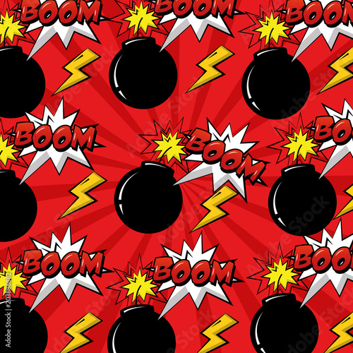 Pop Art Comic Pattern Bomb Boom Explosion Background Vector