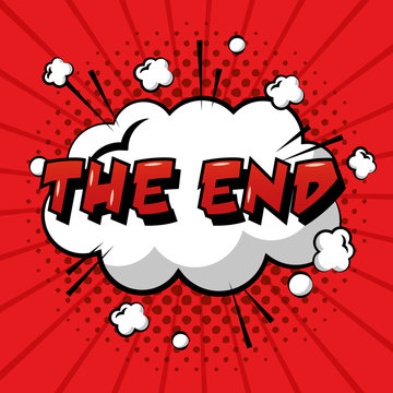 the end speech bubble pop art comic red background vector illustration  Stock Vector | Adobe Stock