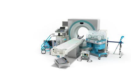 Naklejka premium Modern technology in the medical technic 3d render on white
