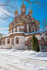 Church of Saint Nicholas on Bersenevka Street, architectural monument of the Russian traditional ornamental style of the17th century. Moscow. Russia.