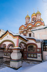 Church of Saint Nicholas on Bersenevka Street, architectural monument of the Russian traditional ornamental style of the17th century. Moscow. Russia.