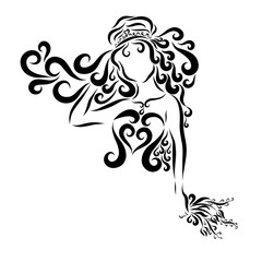 Beautiful bride with wedding bouquet, pattern