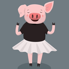Cute pig vector print