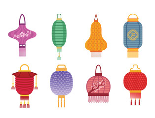 Chinese lantern light paper holiday celebrate asian graphic celebration lamp vector illustration.